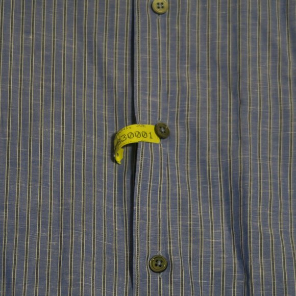 Ermenegildo Zegna Striped Linen Cotton Button Down Dress Shirt - Picture 2 of 9